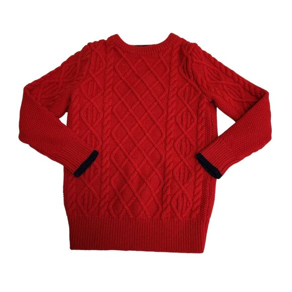 Mini Boden Red Cable Knit Wool Blend Sweater 6-7Y Kids Pullover Warm Winter Jump - Picture 1 of 5